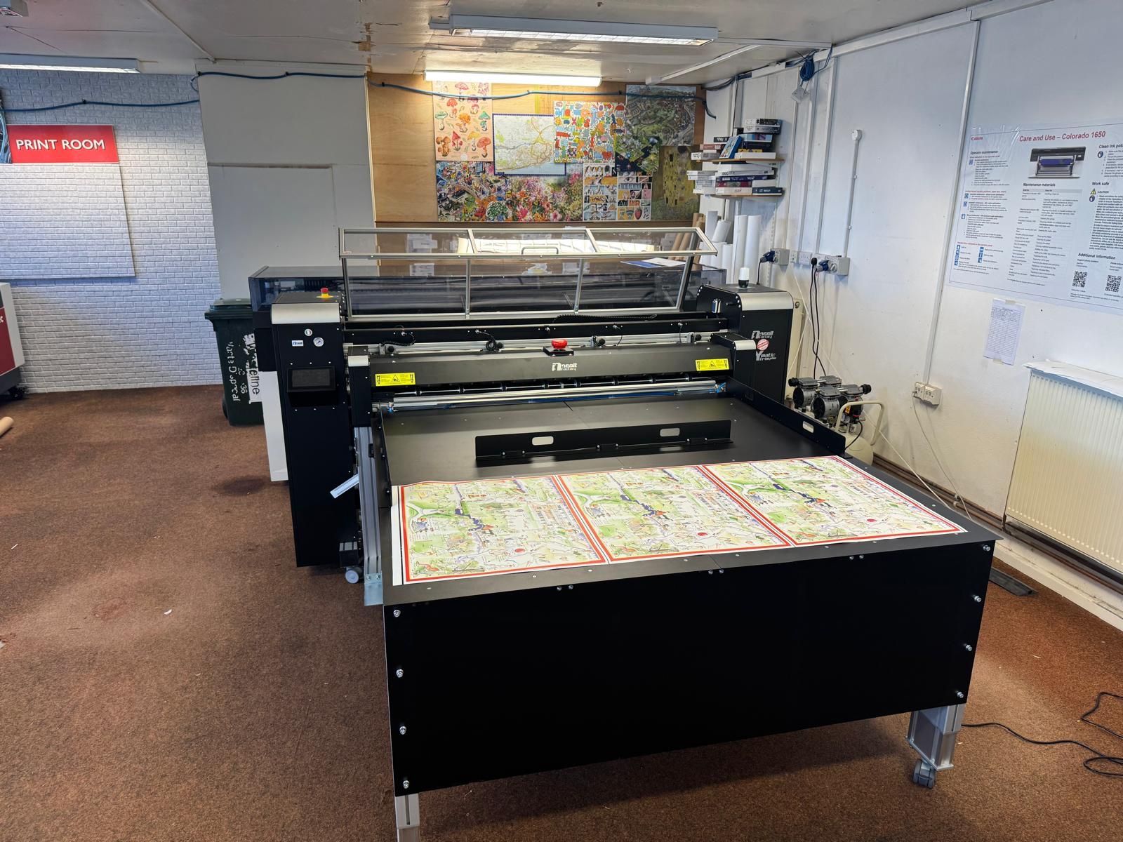 Automated roll-to-roll and sheeting workflow with Canon Colorado and Neolt Factory XY Cutter